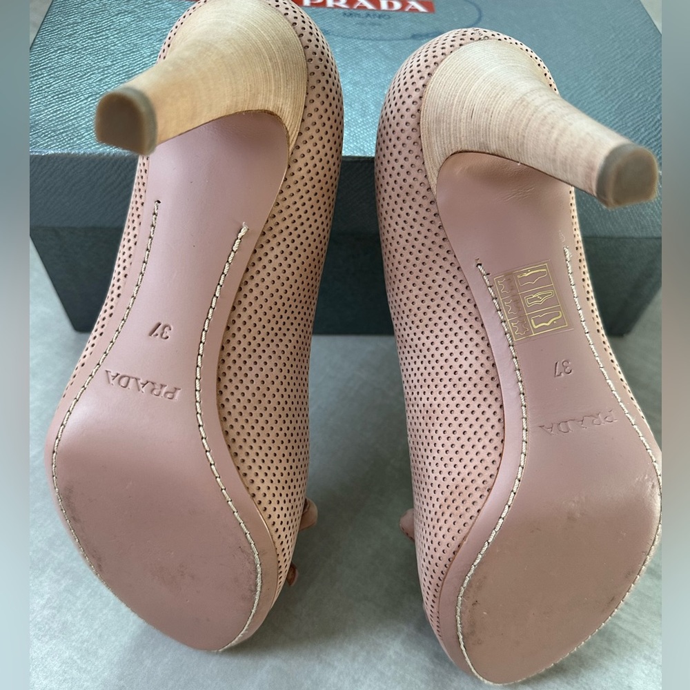 Prada Peep Toe Suede Heels - Picture 7 of 8